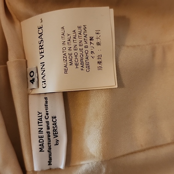 Vintage Gianni Versace Cream & Multicolor Sleeveless V Neck Midi Dress Size 40IT - Picture 9 of 13